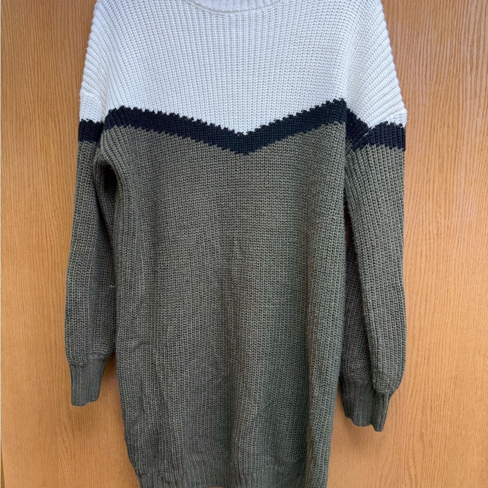 VICI Olive & White Colorblock Knit Sweater - Women